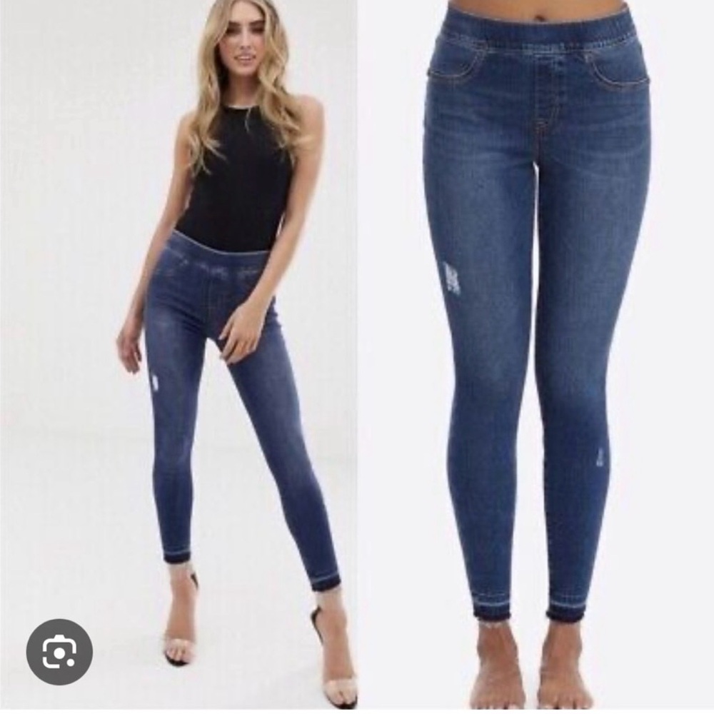 Spanx Tummy Control Pull-On Distressed Skinny Jeans Leggings